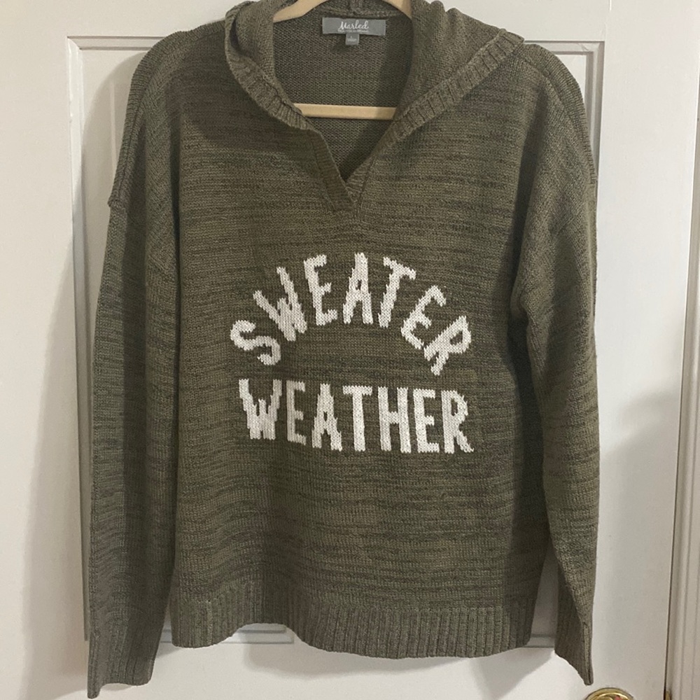 Hooded sweater green size L graphic